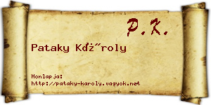 Pataky Károly névjegykártya
