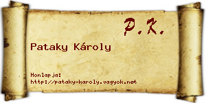 Pataky Károly névjegykártya